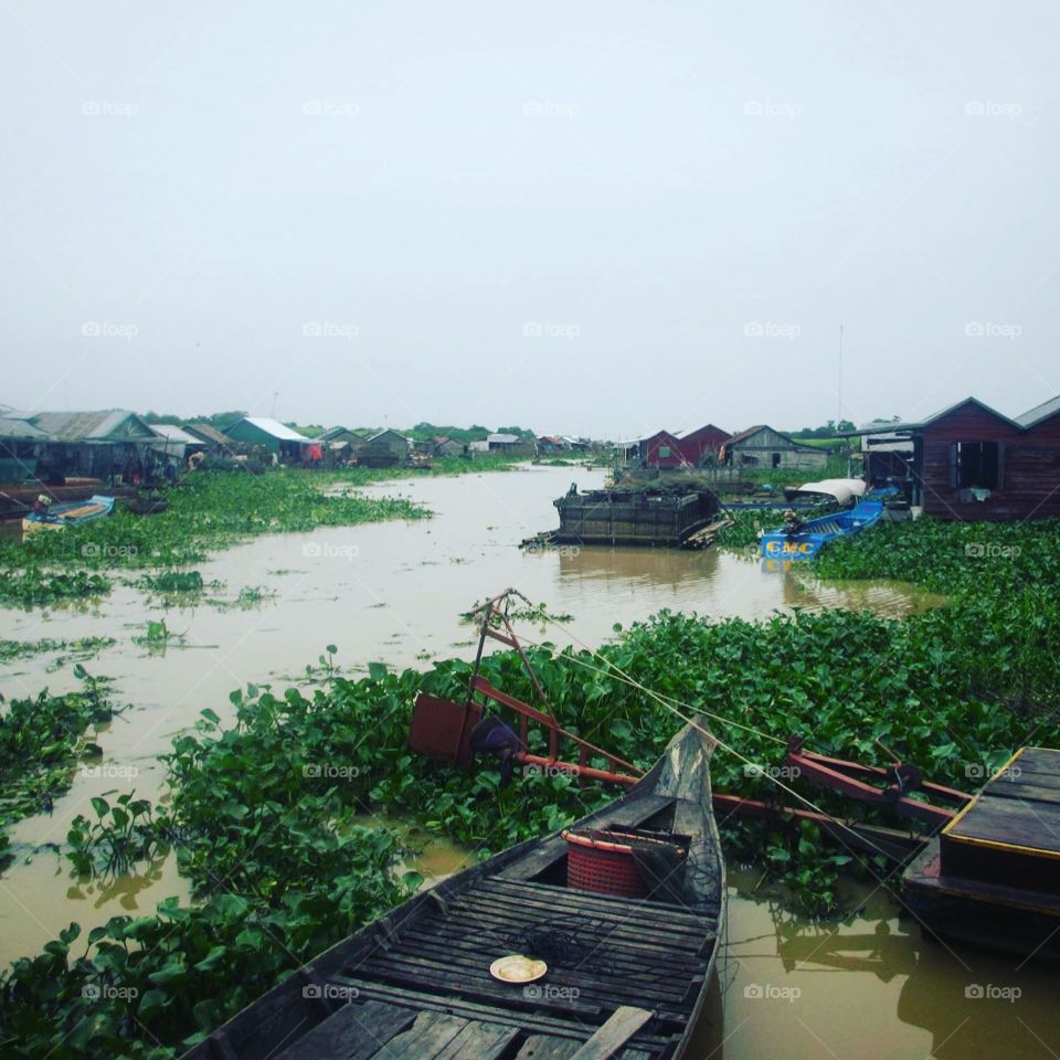 Floating Village. This floating village is moving around the Tonglesap lake in Siem Reap, Cambodia 