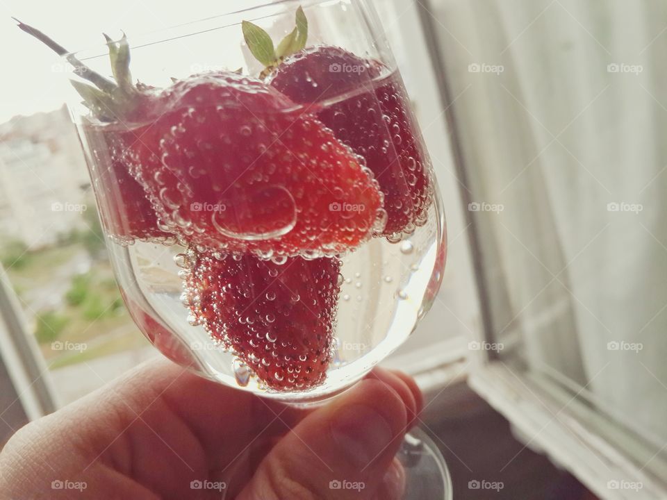 Strawberry in glass
