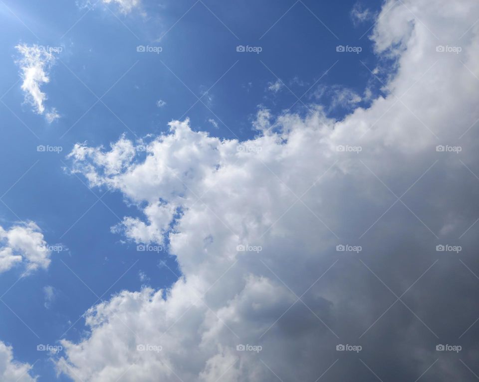 Nice white and grey clouds and deep sky