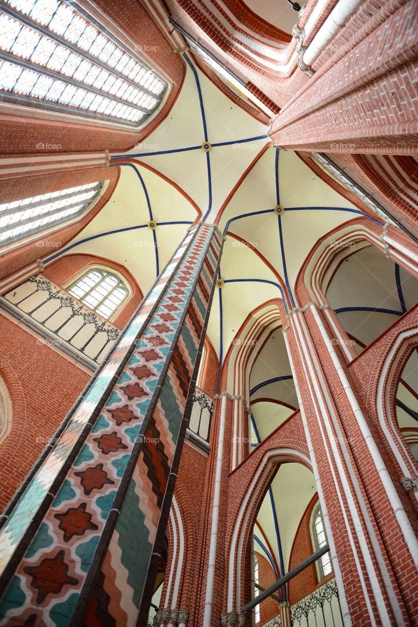 Inside view of Cathedral Münster Bad Doberan (Mecklenburg-Vorpommern, Germany). typical example of brickstone gothic church in germany.  Doberan Minster.