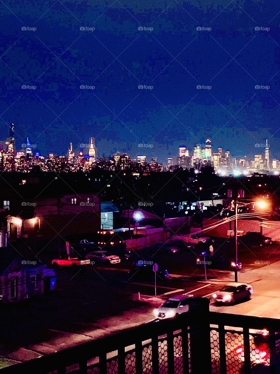 Night view of Manhattan skyline from across the river 