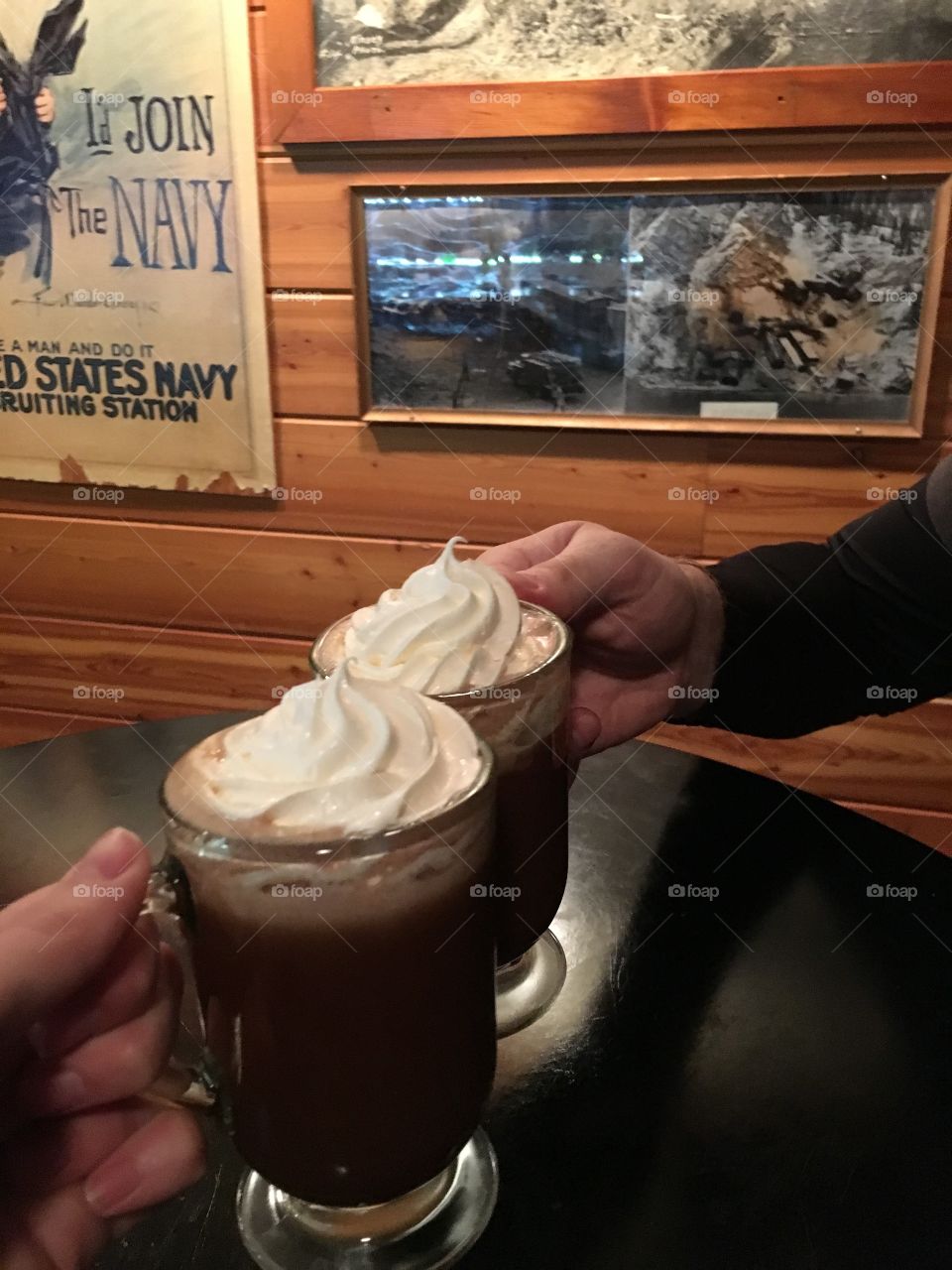 Kahlua hot chocolate with whipped cream.