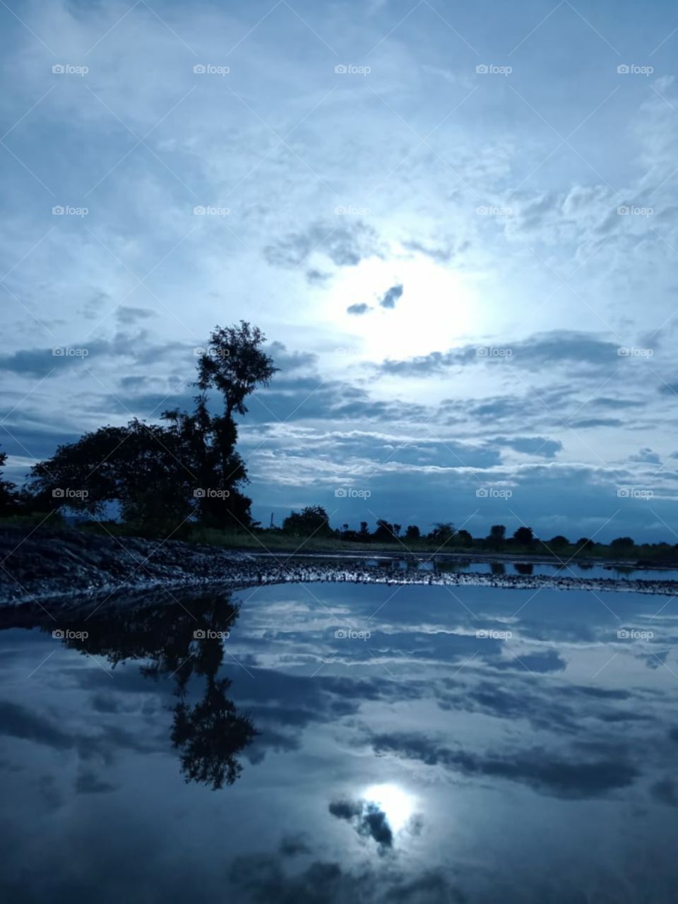Sunset with dark clouds.. reflect on water..