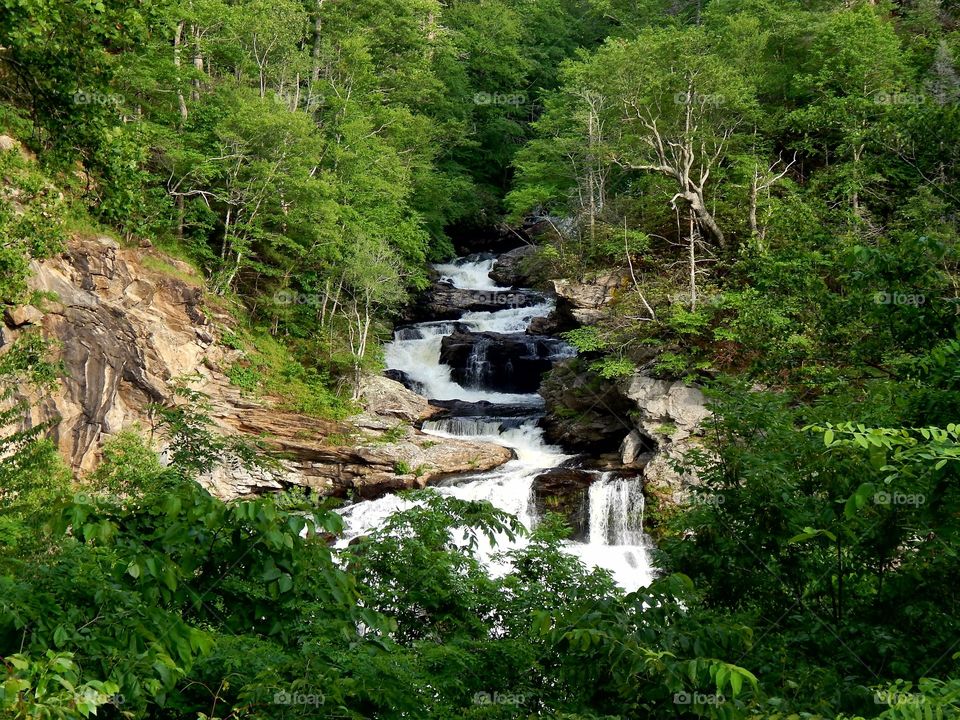 Beautiful waterfall in the Cullasaja gorge in North Carolina