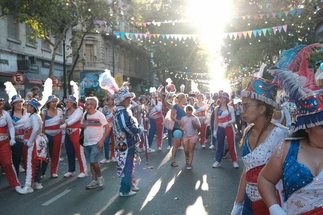 Buenos-Aires, 22.02.2022: Participants of carnival in Buenos-Aires on the street