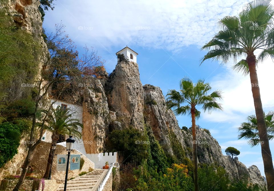 Mountains#rocks#nature#palms#sky#clouds#house