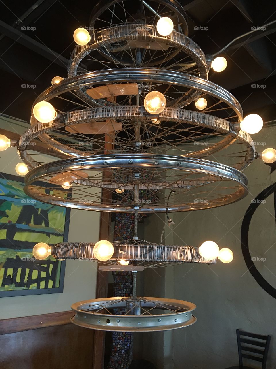 Light made from bicycle rims