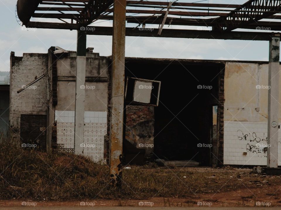 An abandoned gas station.