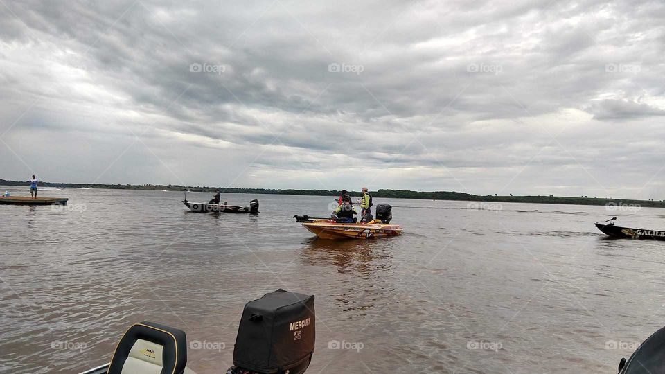 Barcos, pesca, rio, paisagem, pescarias, campeonato, tucunarés.