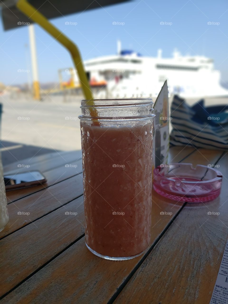 Smoothie at port in Mykonos, Greece