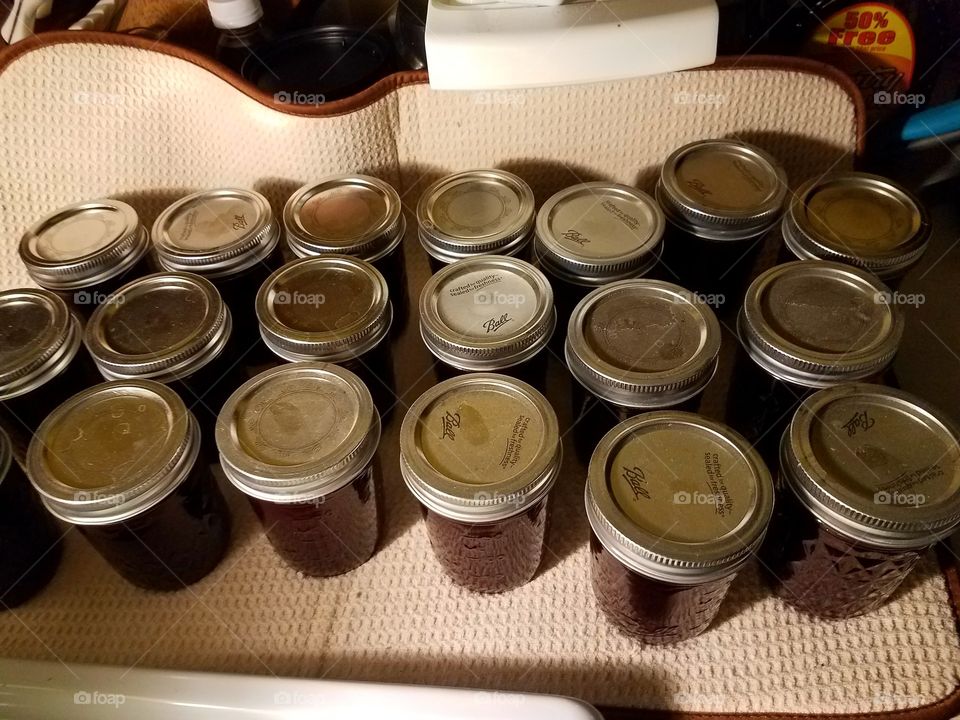 After a good days work.  Knowing you have grape jelly for the year is a great accomplishment. It's a feel good moment.