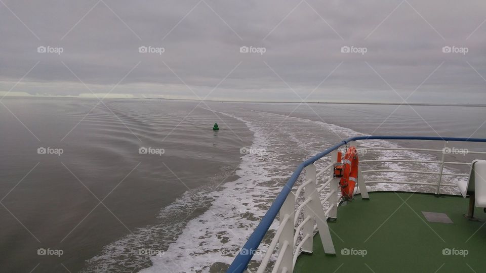 sea landscape and ferry boat