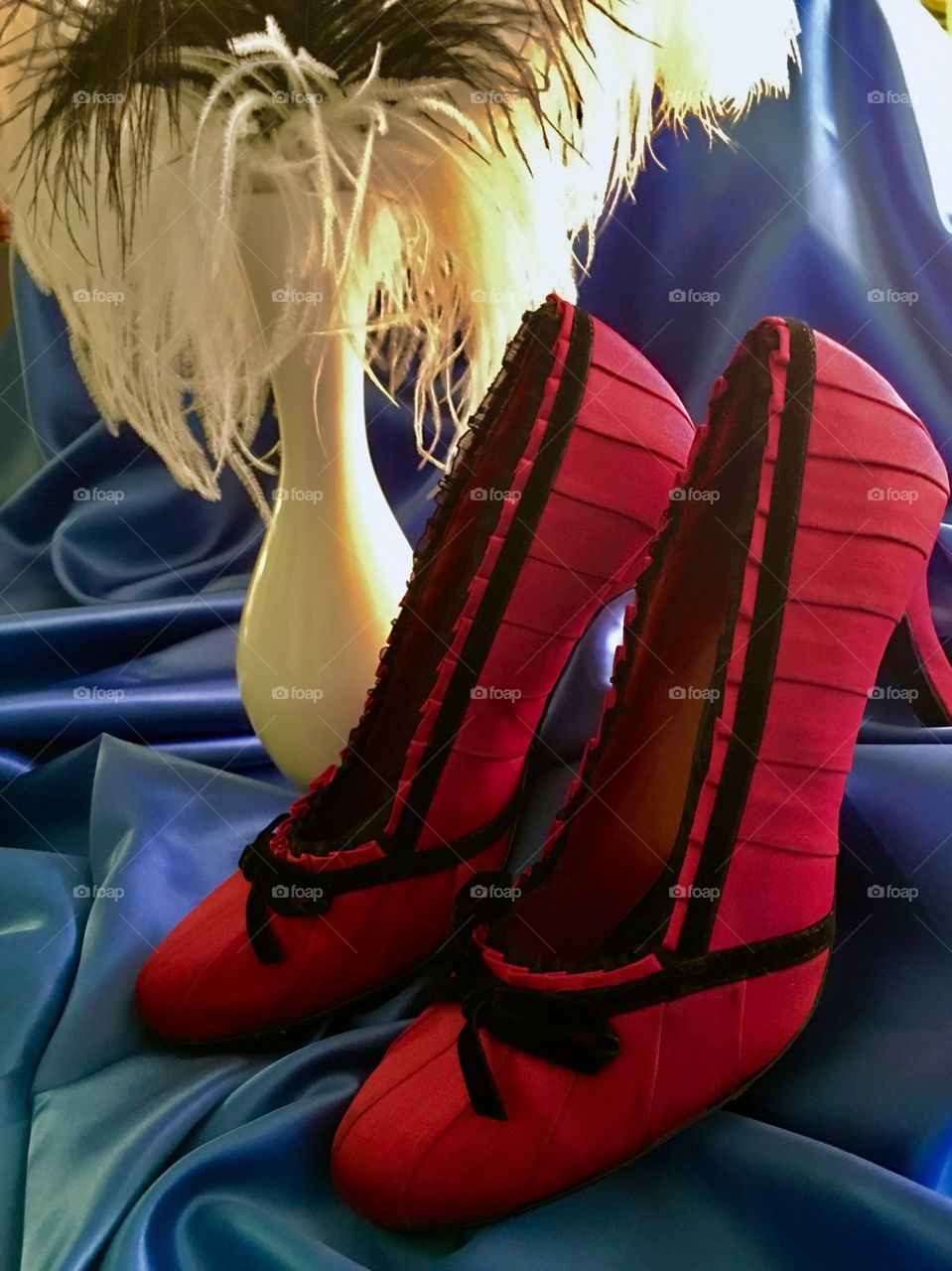 Red sexy heels and feathers 