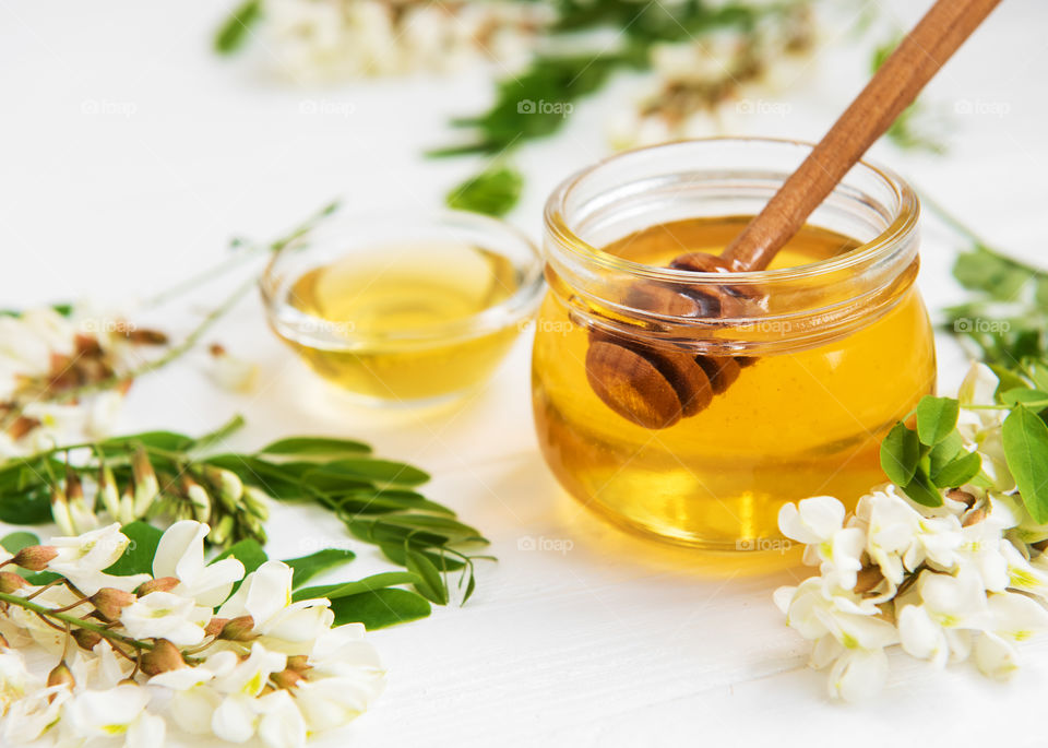 Honey and acacia flowers 