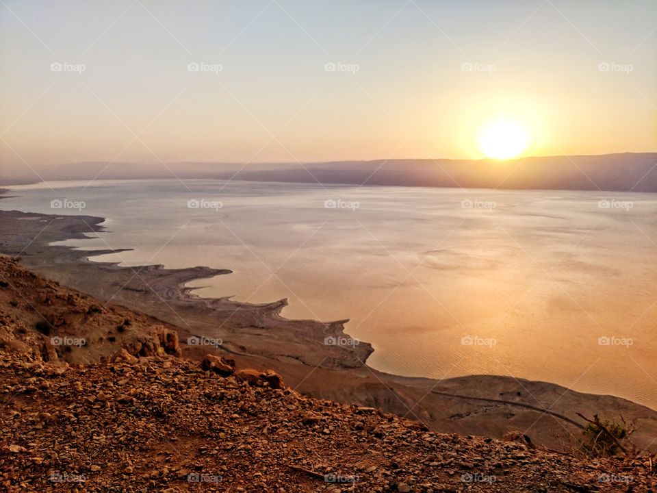 Above the Dead Sea cliff below sea level