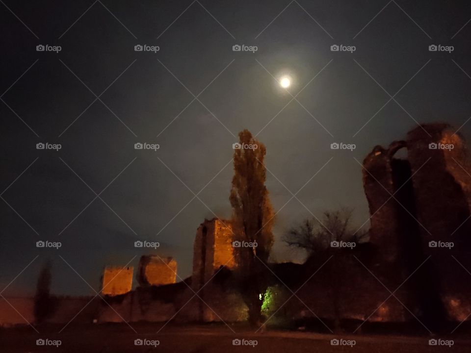 Smederevo Serbia ramparts of the medieval fortress in night