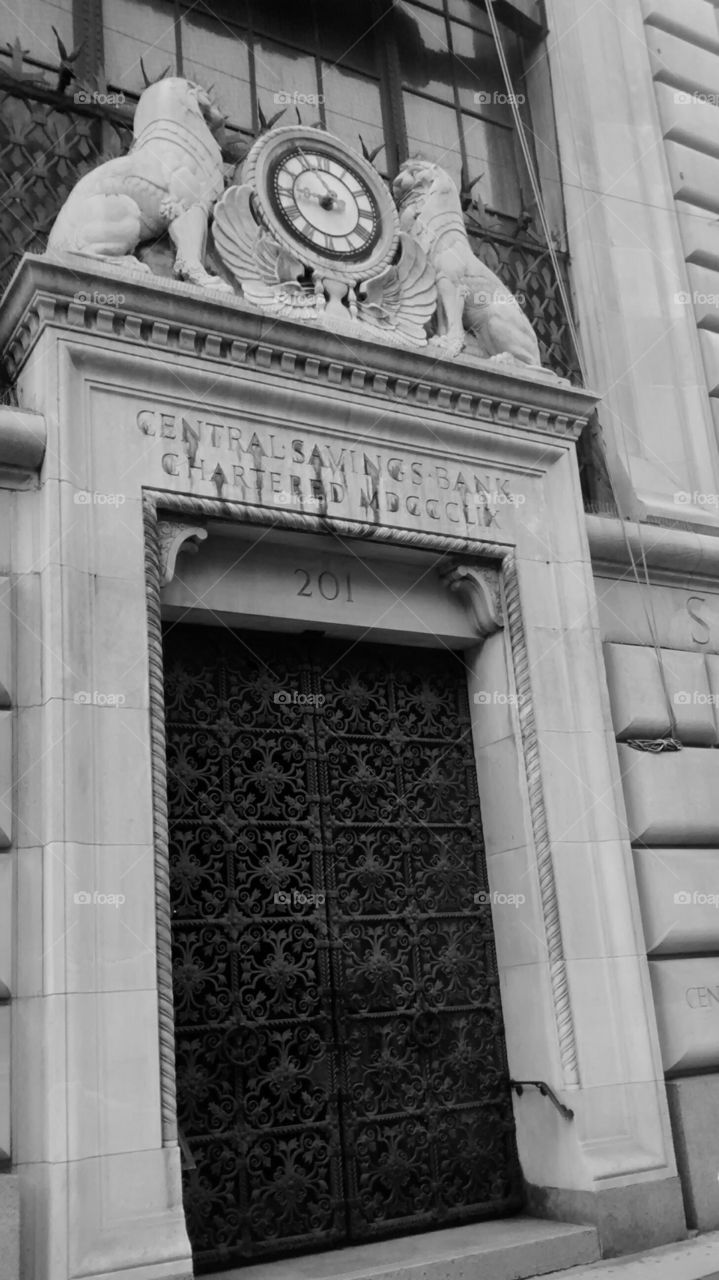 Entrance of Bank. NYC outdoors