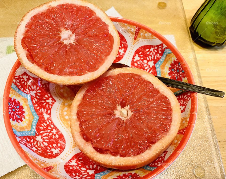 A breakfast of delicious ruby red Grapefruit!