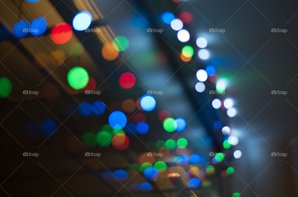 Bokeh effect of colorful christmas lights.