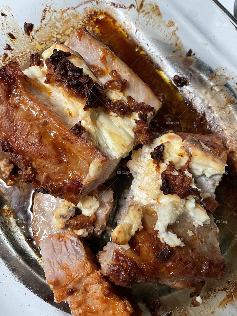 Stuffed smoked bacon and cream cheese pork loin