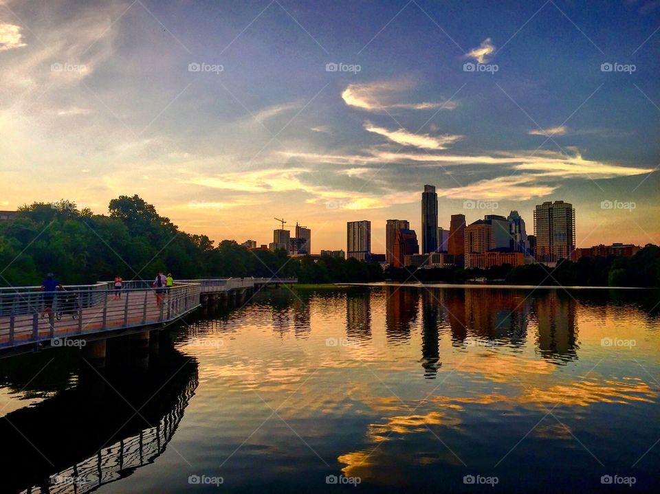 sunset of Austin by the lake