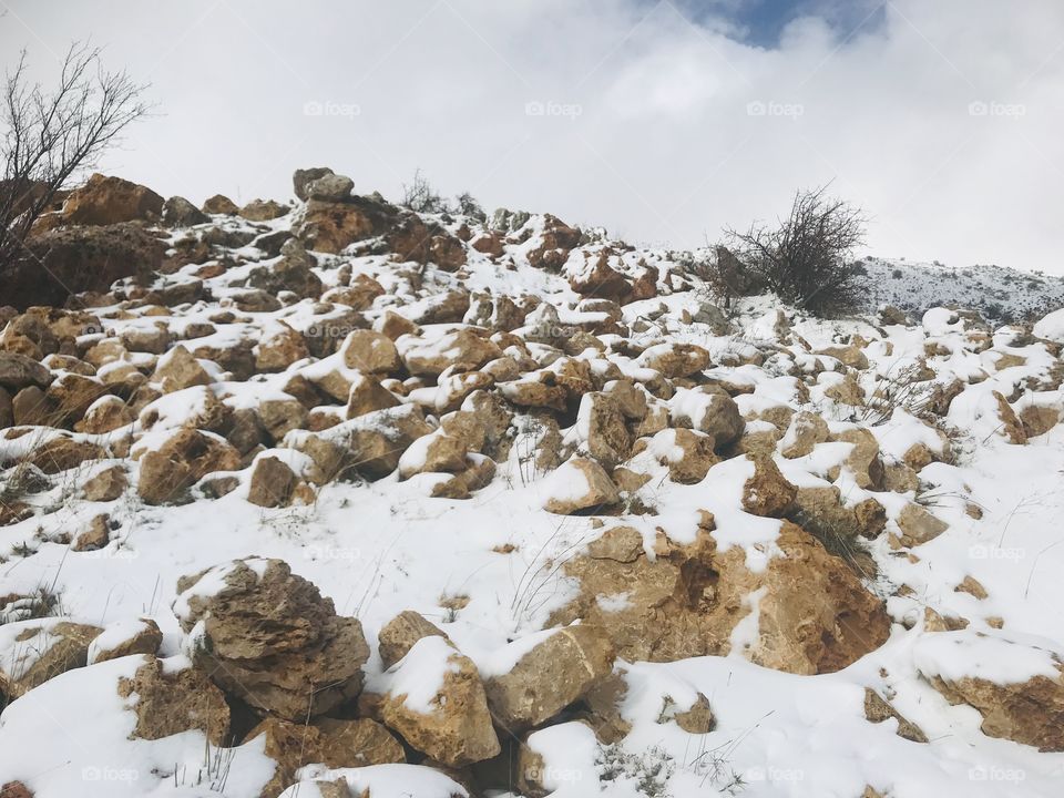 Beautiful mountain covering with snow in the north of my country.
