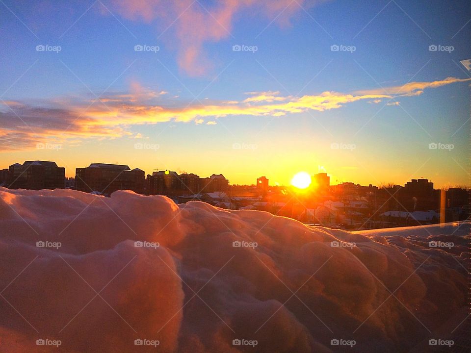 Sunset view in winter