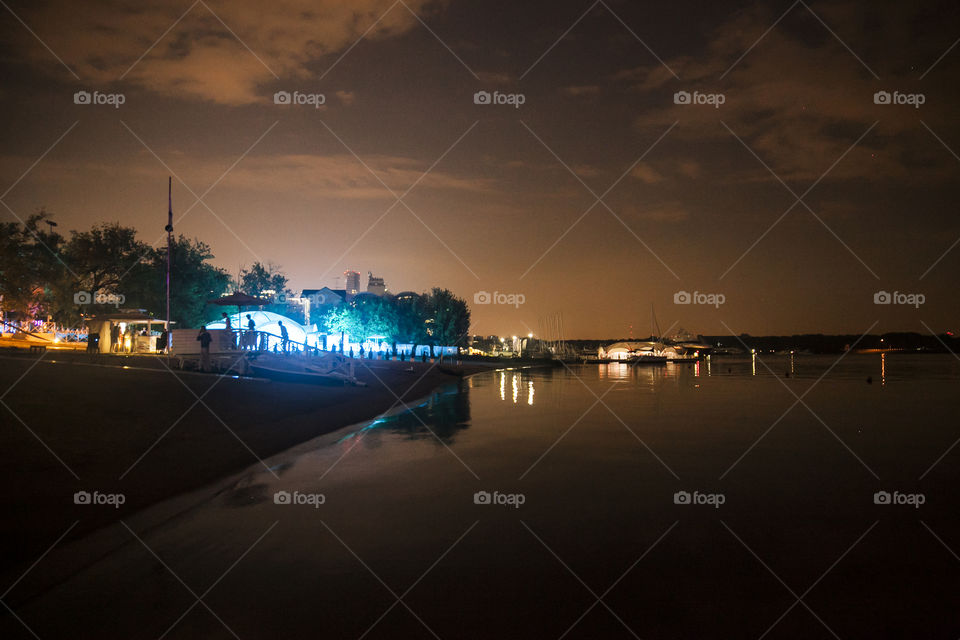 Moscow river, evening, restaurant.