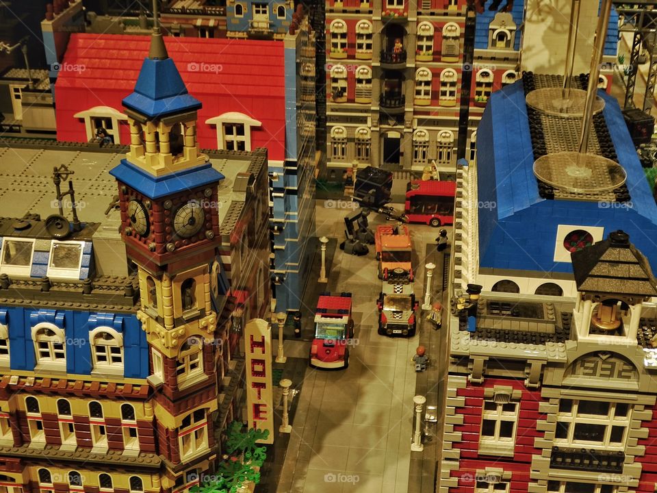 Urban Diorama. City Scene Created With Lego Bricks
