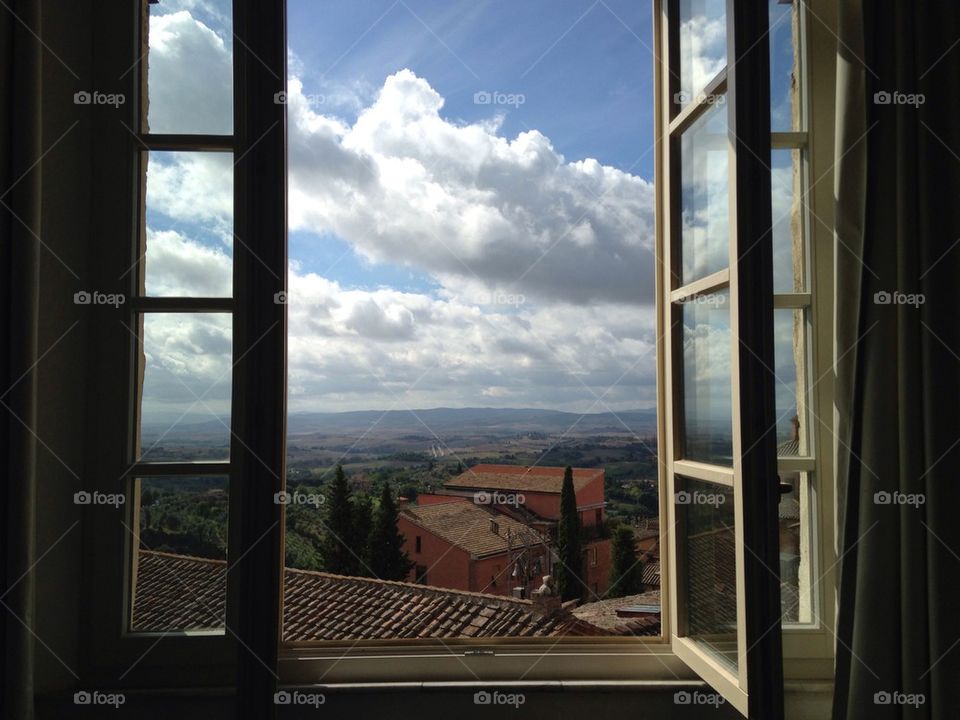 View of Tuscany through windows