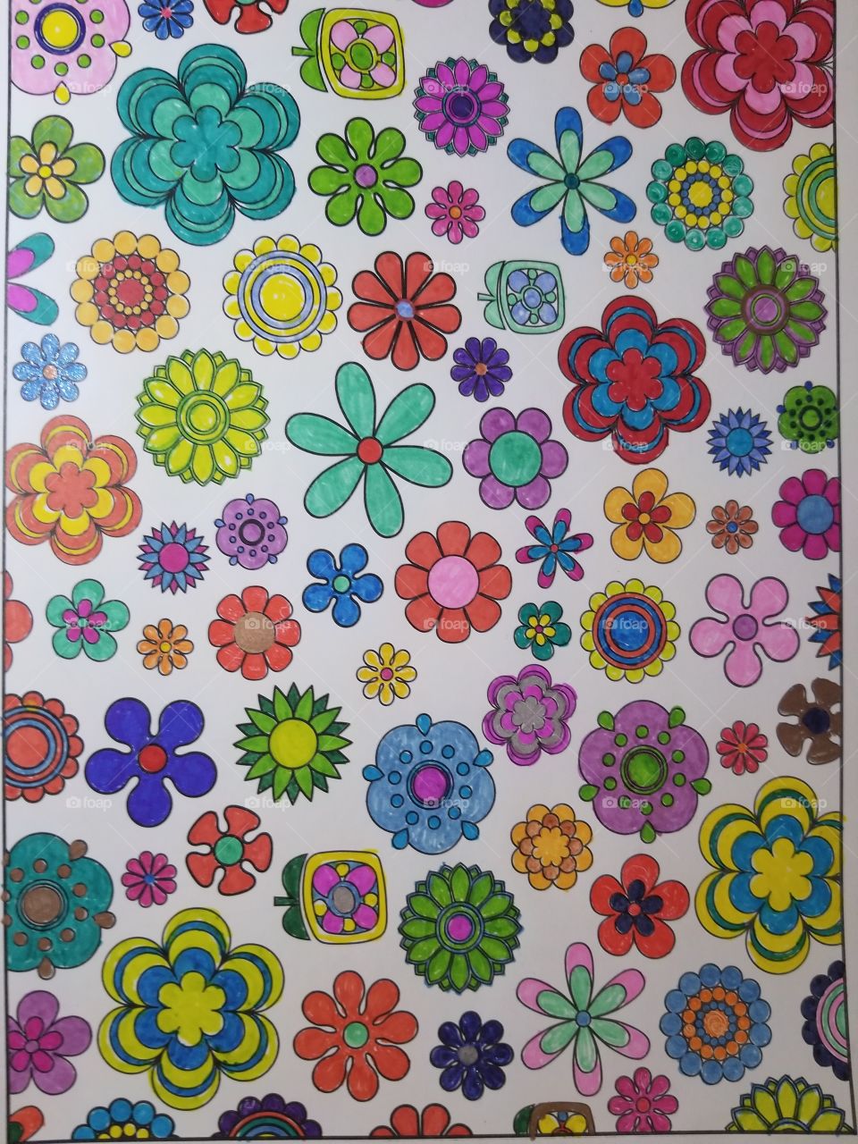 Flower Power Adult coloring.