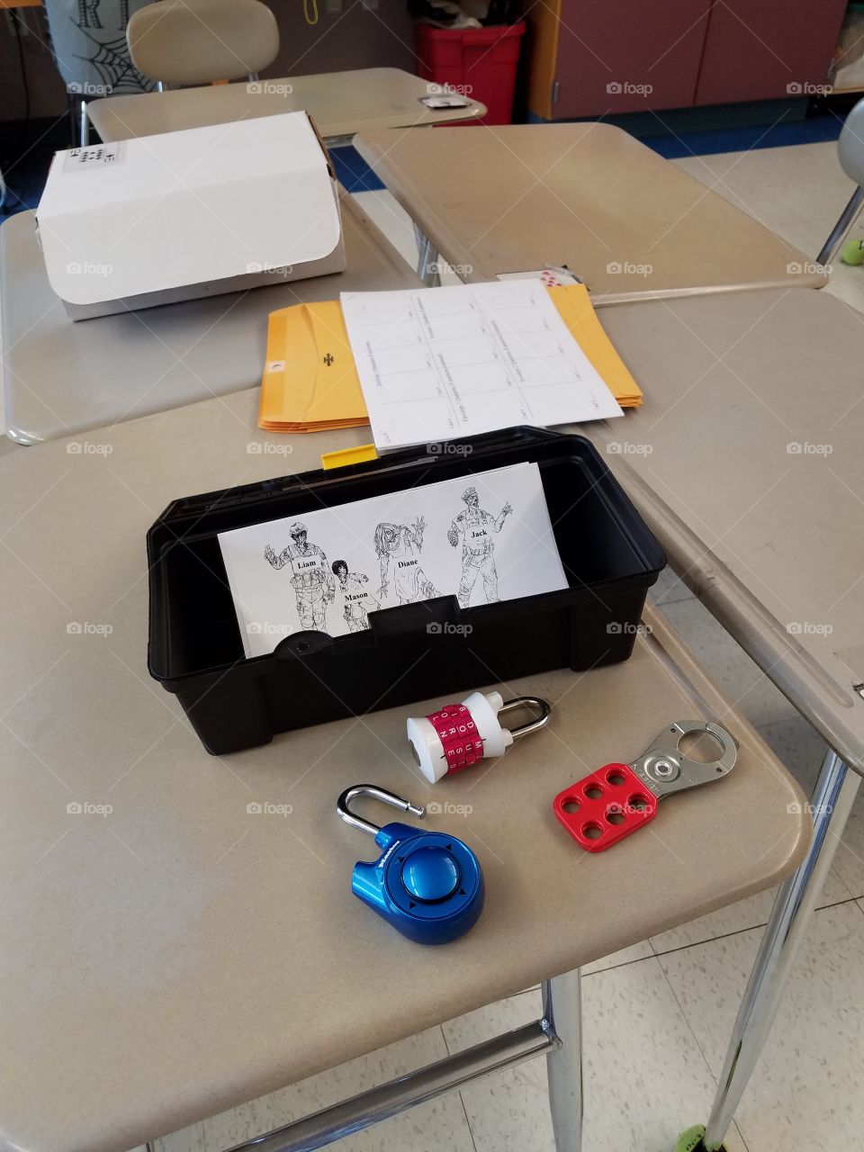 Lock box set up for classroom breakout/escape room