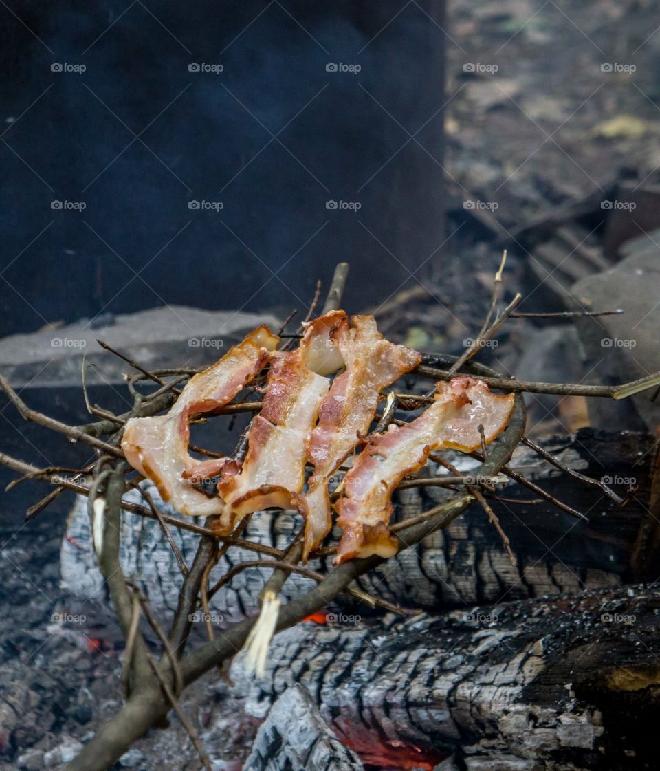 Bacon on the fire