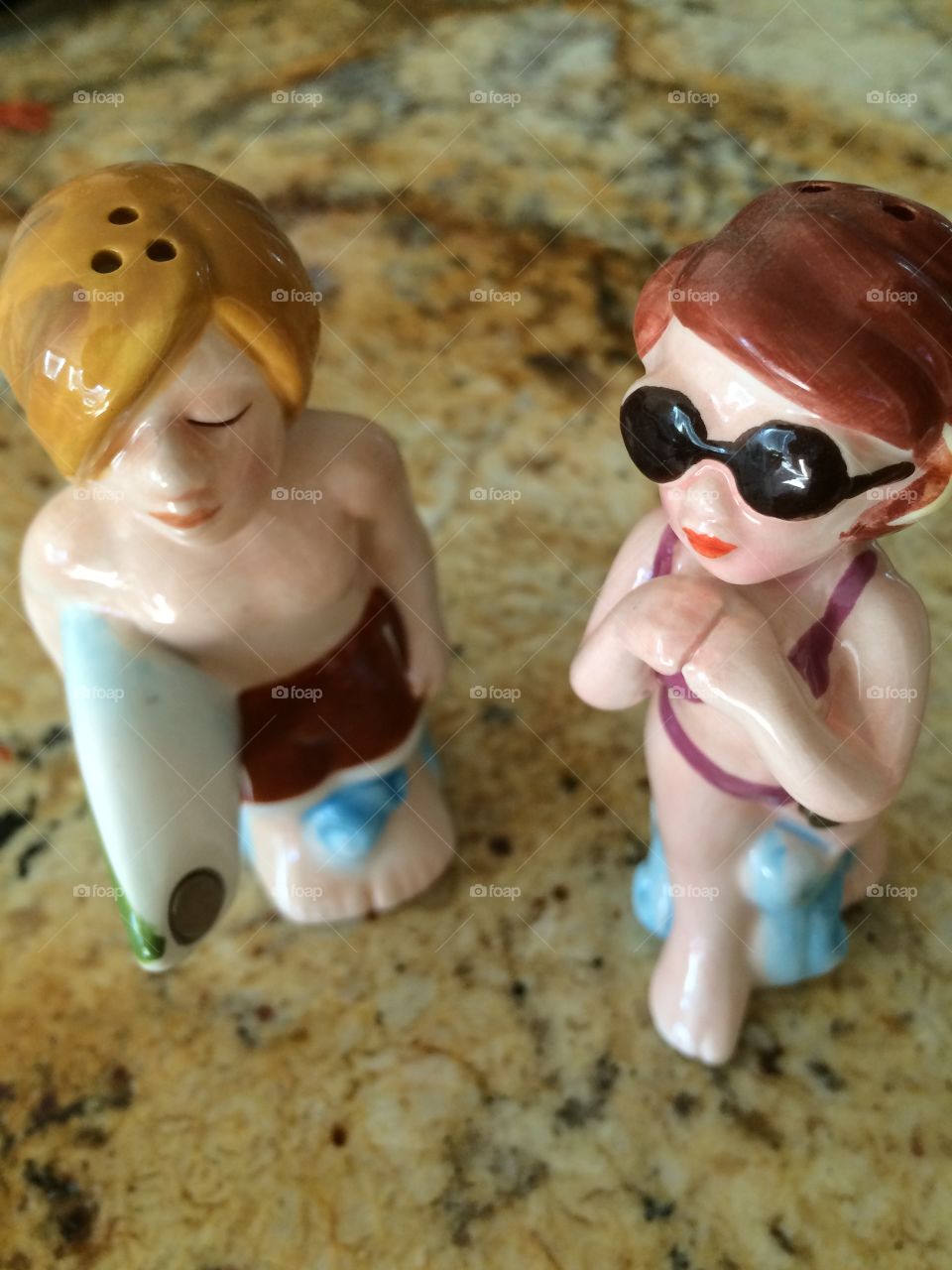 Surfer salt and pepper shakers