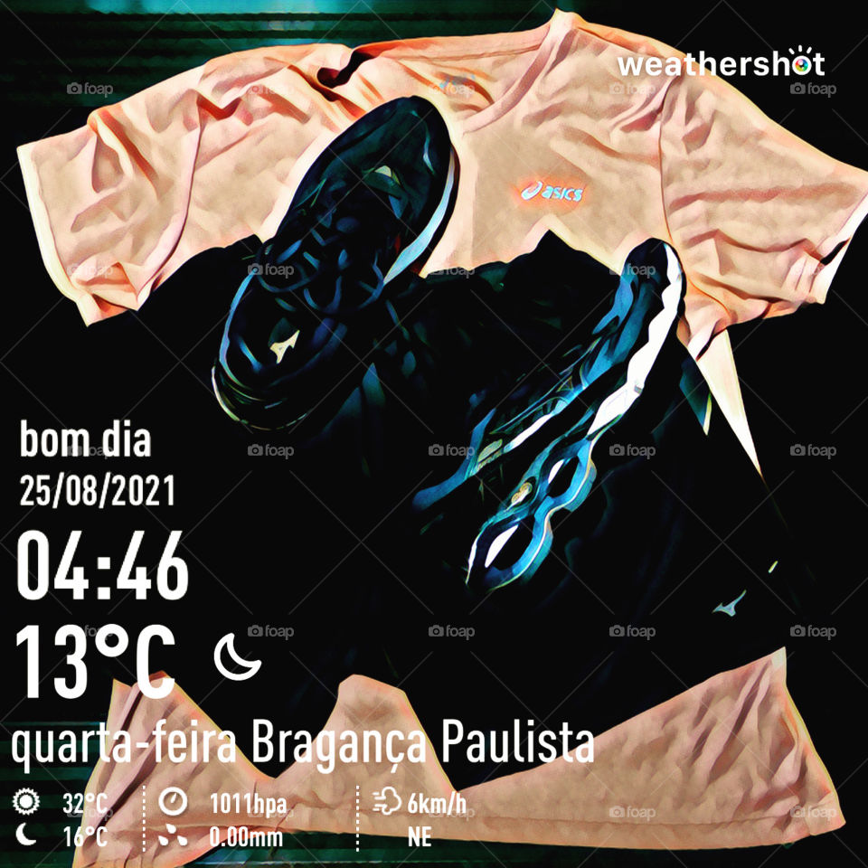 🏃‍♂️ 🇺🇸 Good Morning!  Everything ready to sweat the shirt. Let's go for a good morning jog?  Running is good for your health! / 🇧🇷 Bom dia! Tudo pronto para suar a camisa. Vamos para um bom cooper matinal? Correr faz bem para a saúde! 