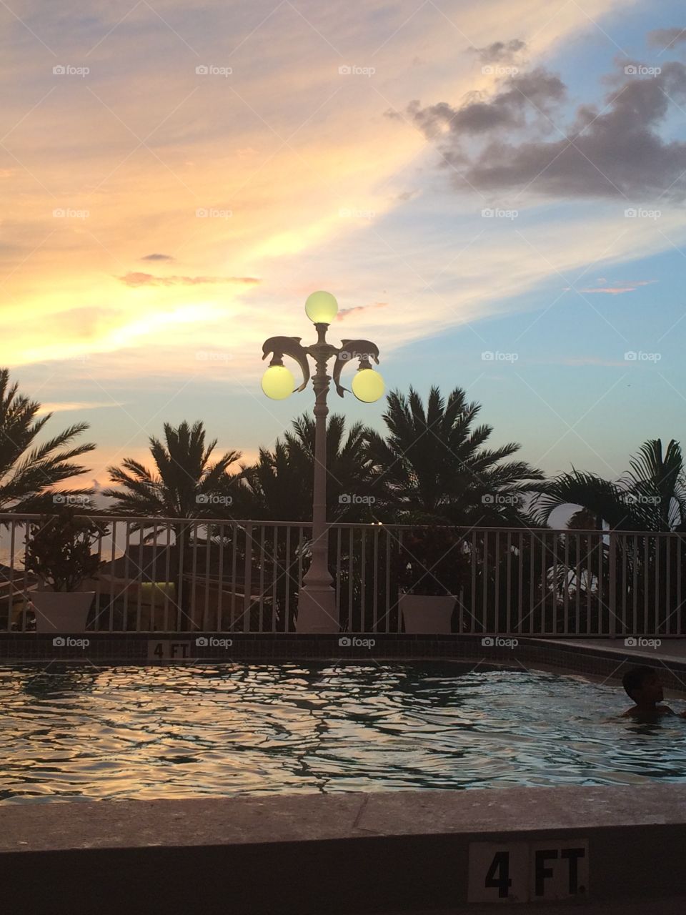 Light on the pool deck. Clearwater Florida