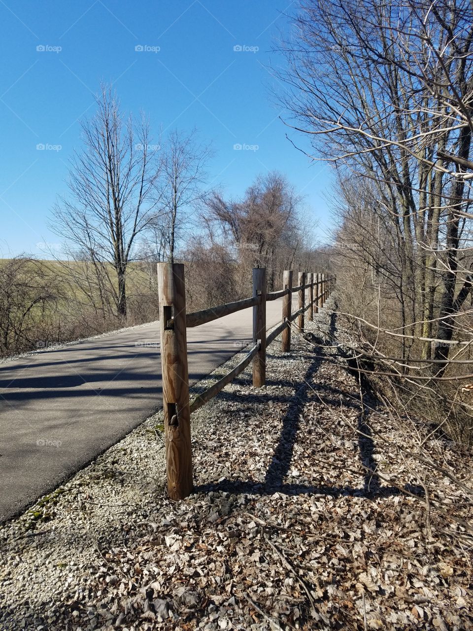 Bicycle and walking trail in rural Indiana late fall.