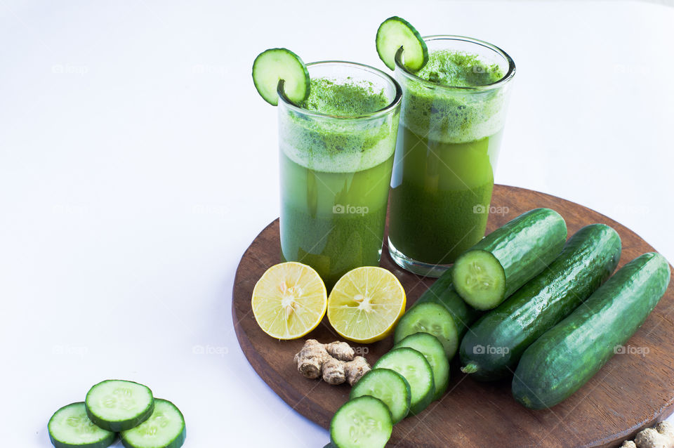 Fresh cucumber lemonade juice for hot summer.Think healthy on this summer.