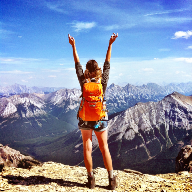 mount bourgeau banff canada happy woman mountains by the10centdesigner