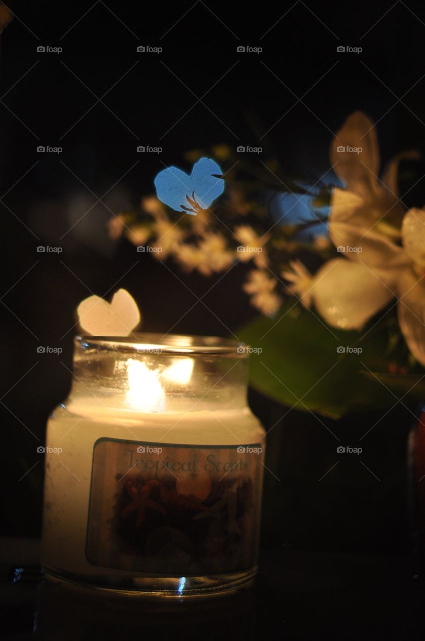 Candelit. Flowers and candles
