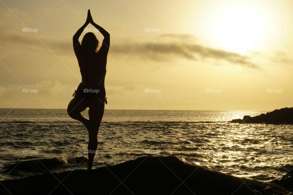 Yoga#training#exercise#balance#concentrated#position#sunrise#cave#sea