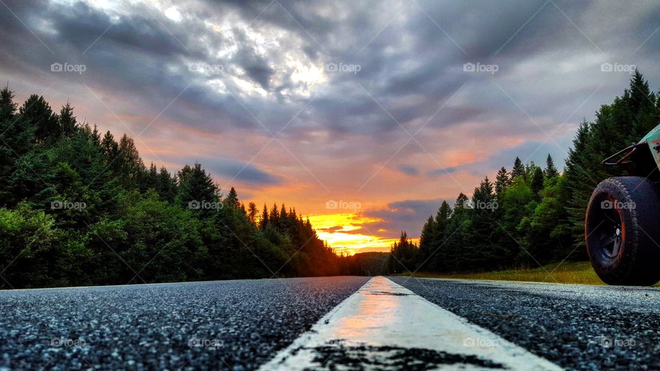 Close-up of road during sunset
