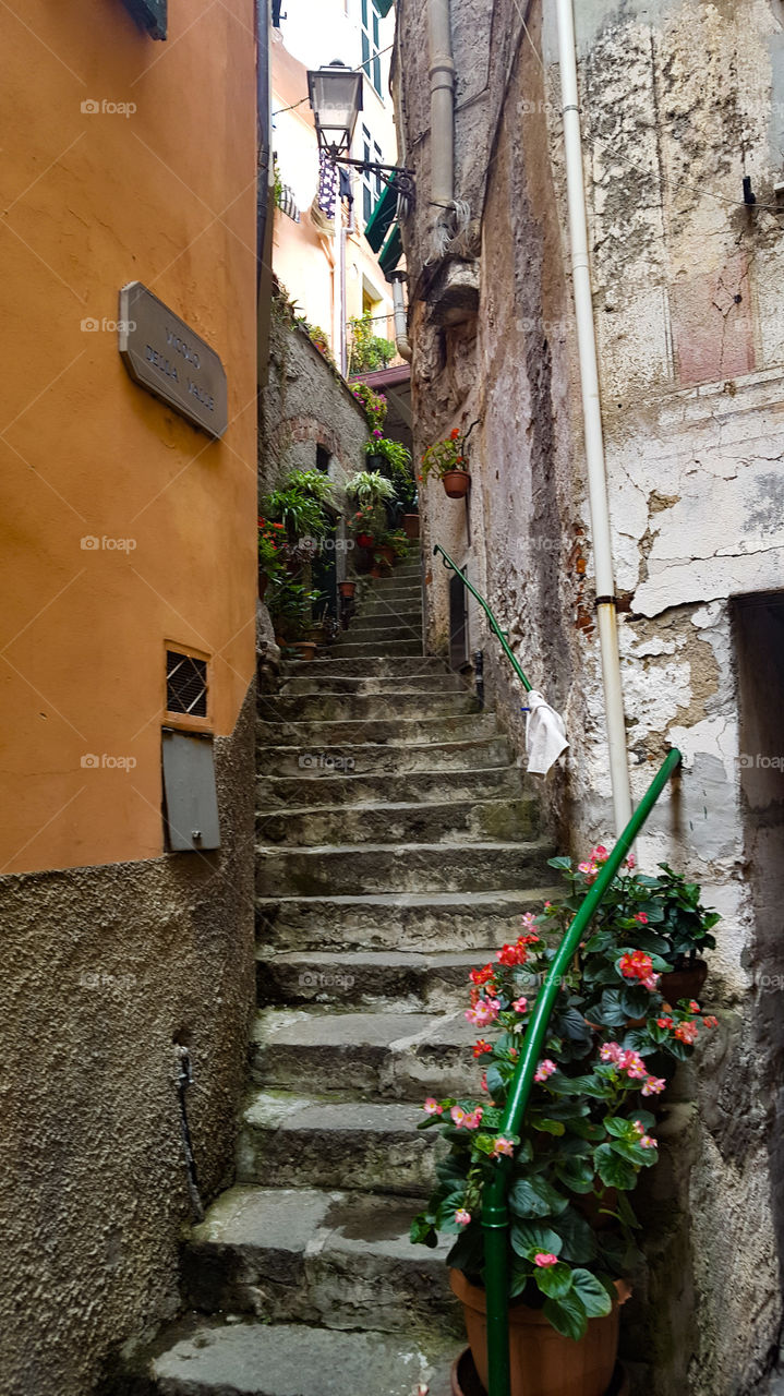 Staircase in Riomaggiore in Italy