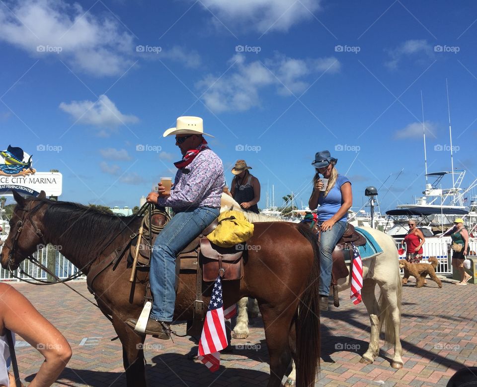 Equestrians at the Marina