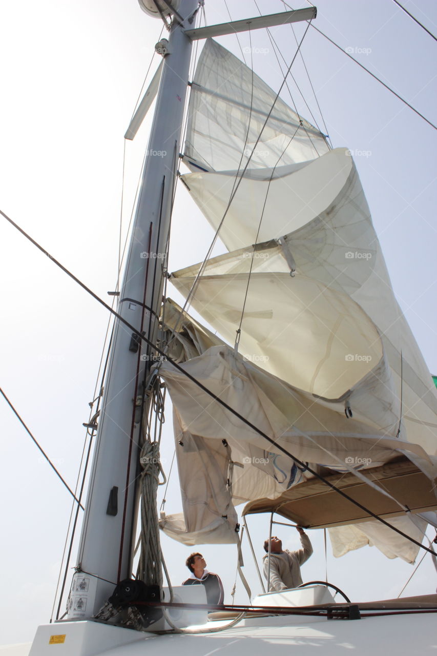 Lifting the sails. Sailing in the Black Sea in May 2013