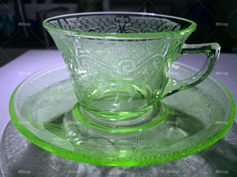 Vaseline glass, also known as Uranium glass. It is an absolutely stunning glass, that glows under a black light