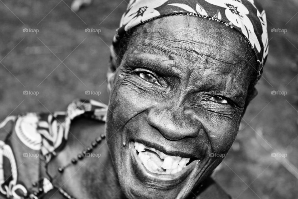 Mother laughing in Africa