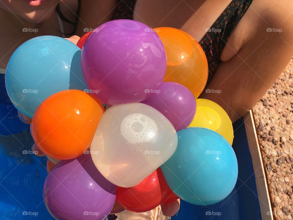 Water balloon bouquet. Colourful balloon bouquet 