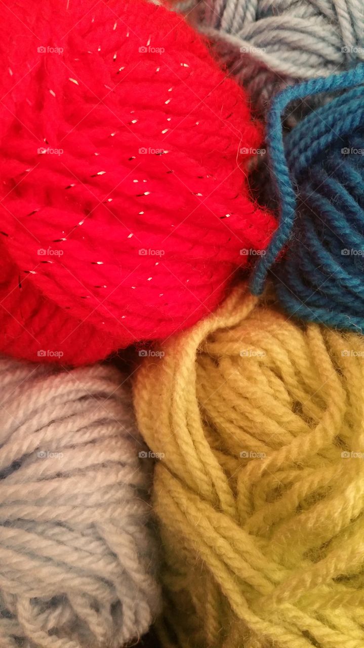 colourful wool close up