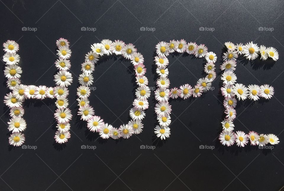 Writing message with flowers